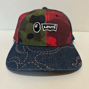 Levi’s Jeans X Bape A Bathing Ape Men Green Red Blue Denim 5 Panel Strapback Hat